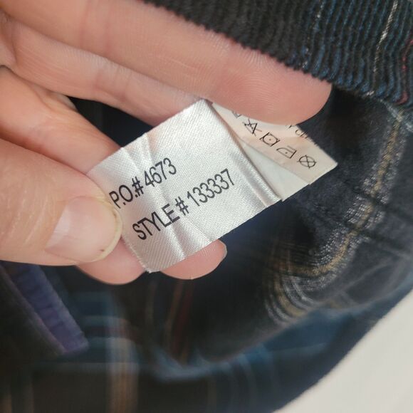 Carbon 2 Cobalt Corduroy Button Up Shirt Mens Size Small Blue Black Plaid Preppy - Picture 9 of 11